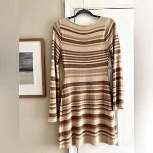 Hope’s Tan Striped Mini Dress Medium